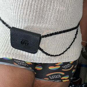 Chic Black  Quilted Belt Bag with Chain